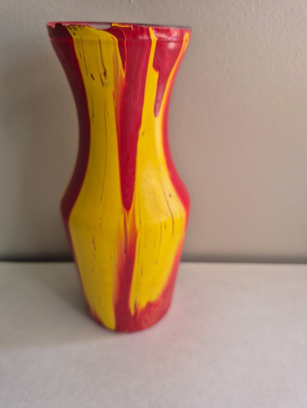 Red and Yellow Vase Hand Poured